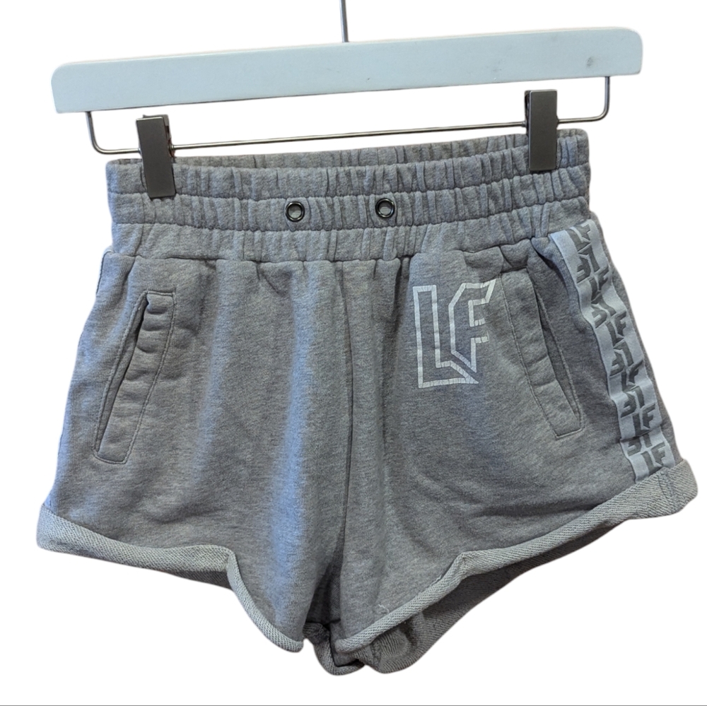 LF The Brand Small Gray Sporty Shorts Athleisure Logo Stripe Retro Baddie Girlie